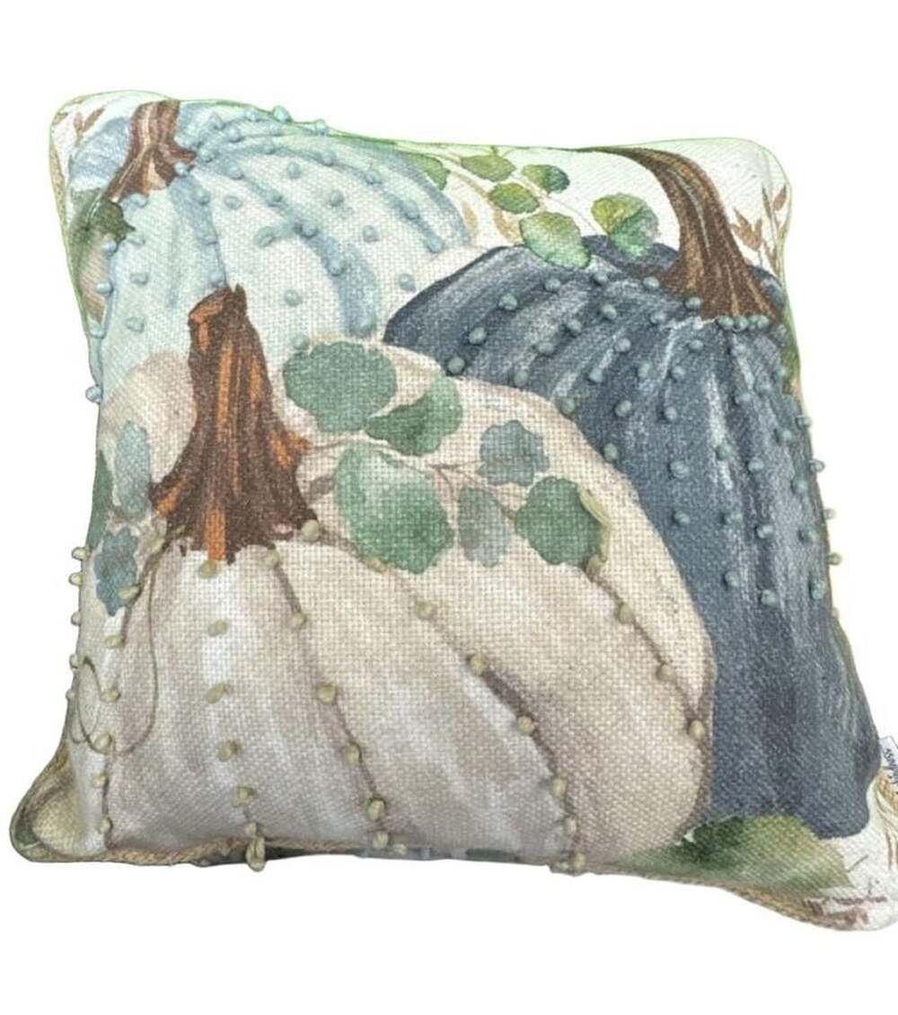 2 Loving Kindness Blue Pumpkin Throw Pillows 18"x18"